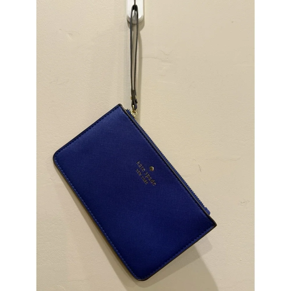 Kate Spade New York Cobalt Blue Zippered Wristlet Pouch Purse